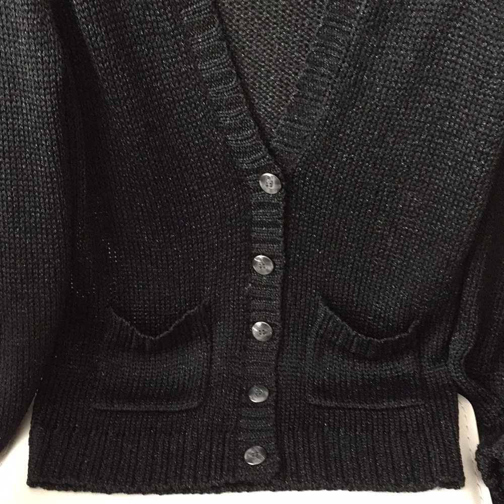 Jones New York Metallic Open Knit Top Size S Black Shimmery Glam Occasion Preppy